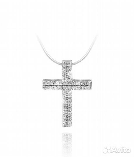 Подвеска крест Young Moon с фианитами серебро 925