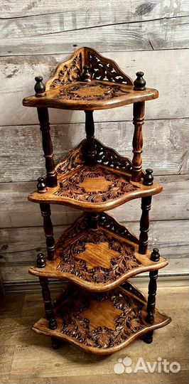 Этажерка деревянная угловая