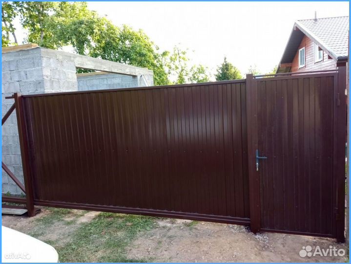 Откатные ворота (каркас) +комплект для ворот