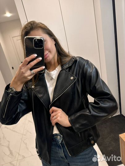 Кожаная куртка косуха женская