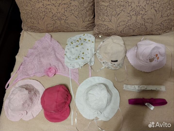 Теплые и тонкие шапочки, панамка, кепки на девочку