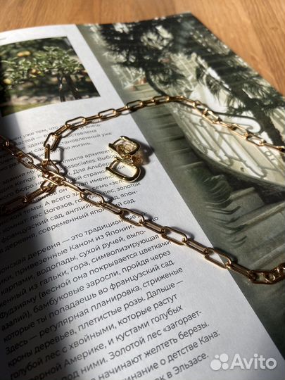 Золотая цепь+ серьги с повеской Swarovski
