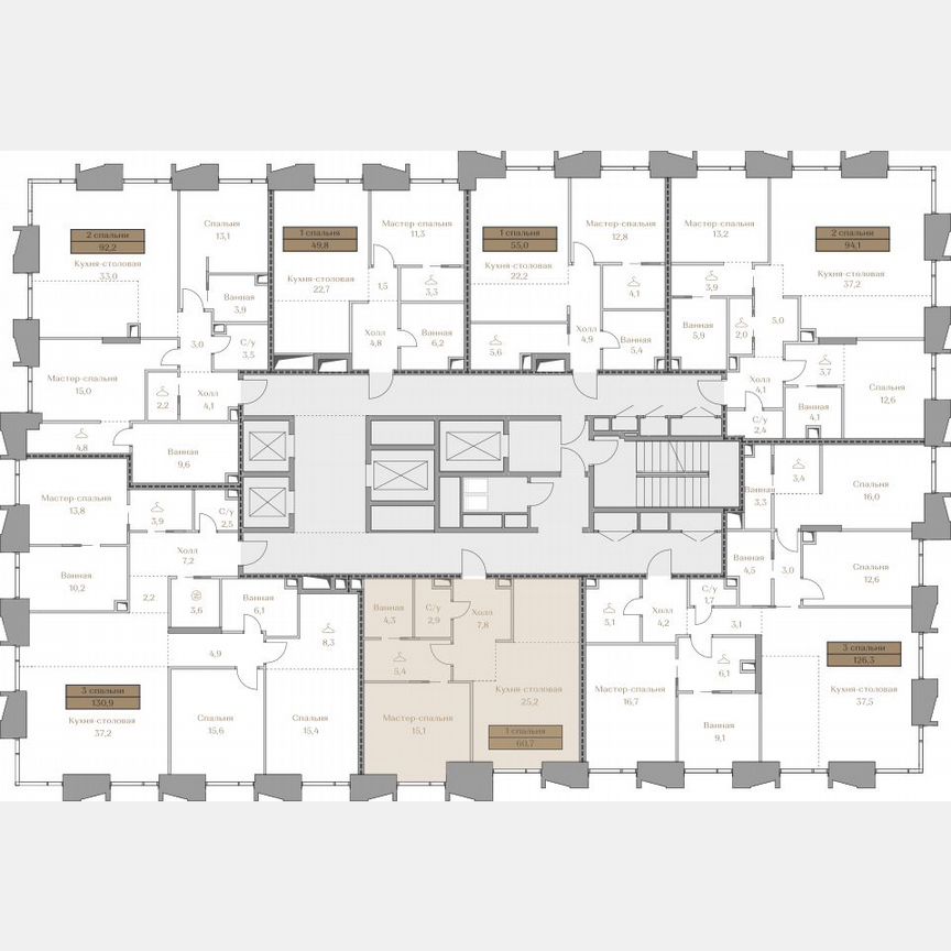 1-к. квартира, 60,7 м², 3/18 эт.