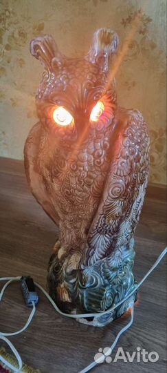 Сова керамическая со светящимися глазами