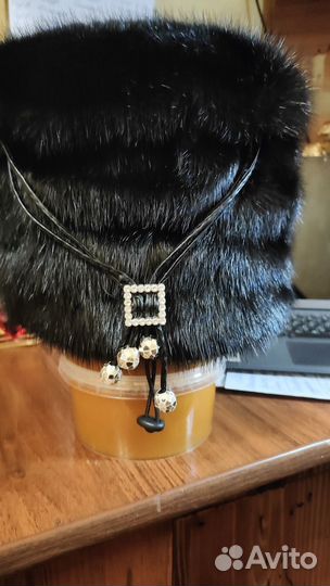 Шапка женская цельная норка,блэк
