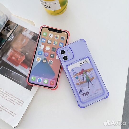 Чехлы на iPhone 11 с карманом под карту цветные