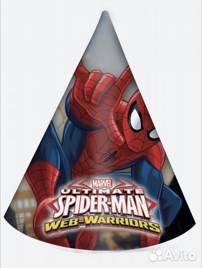 Праздничные колпаки Человек паук 6 штук
