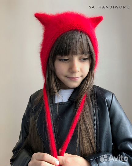 Вязаная Шапка Ушанка Капор Чепчик