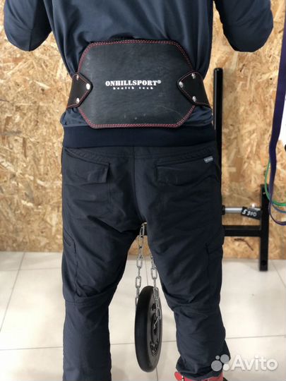 Пояс атлетический с цепью для отягощений кожанный