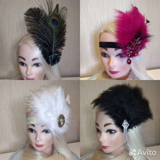 Заколки (повязки), с пером, 