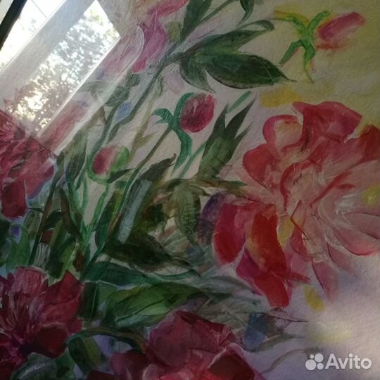 Картина акварель 72х72 см в раме