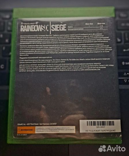 Диск на xbox one Tom Clancy's Rainbow Six Siege