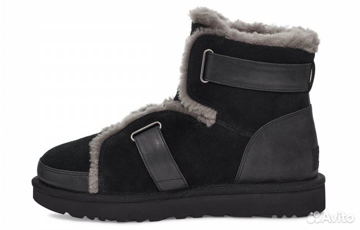 UGG Dune Mini Buckle Boot Fleece Lined Black Women's (39)