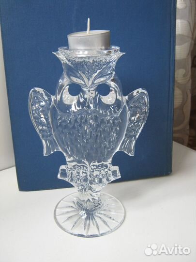 Подсвечник Сова хрустальный СССР