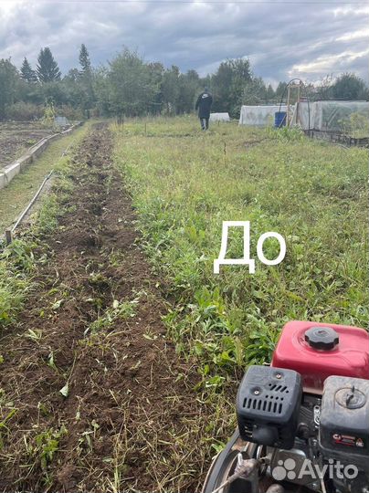 Вспашка земли мотоблоком