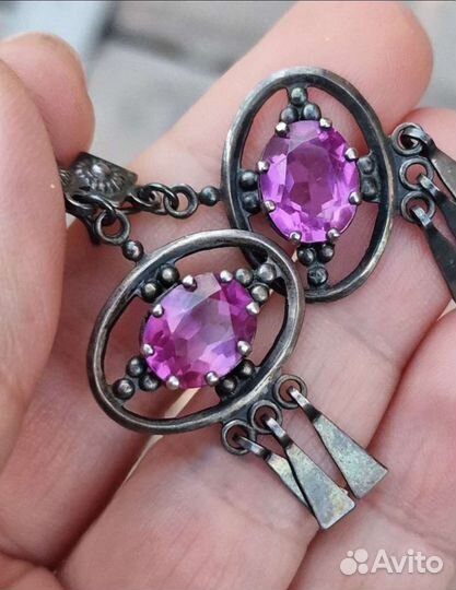 Редкие серебряные серьги 875 пробы