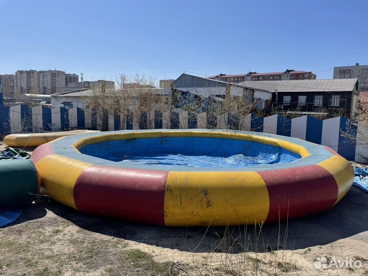 Горка водная со скатом длина 10 м с бассейном