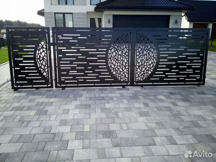 Распашные ворота с калиткой атр.008