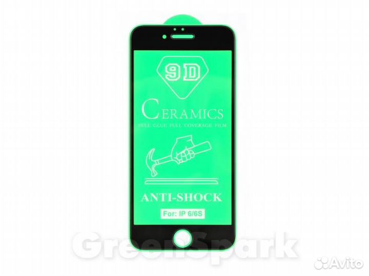 Защитное стекло керамическое для iPhone 6/6S черн