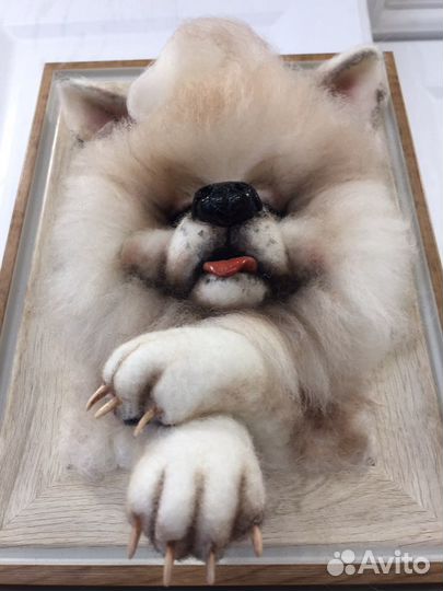 Волчонок в панно (сухое валяние)