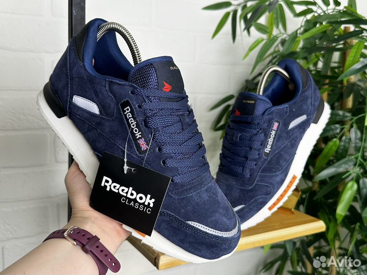 Кроссовки мужские Reebok Classic замша 41-46 синие