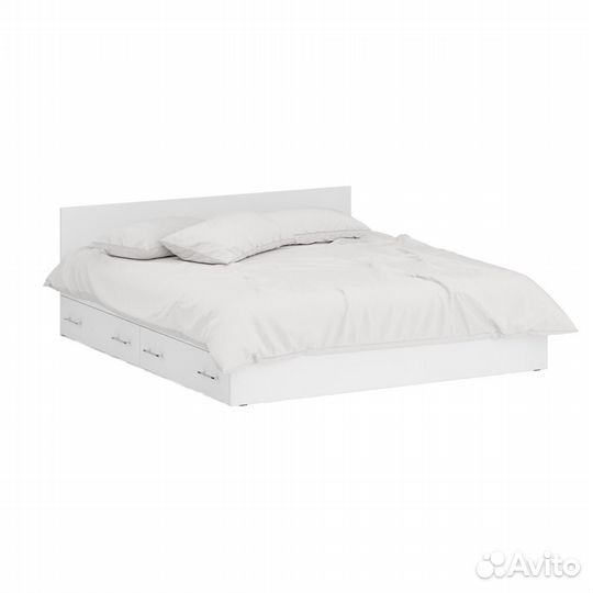 Кровать белая двуспальная с ящиками 1800 с угловым шкафом Стандарт, цвет белый, спальное место 1800х