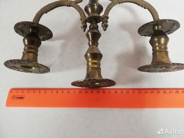 Подсвечник из бронзы и латуни на 3 свечи
