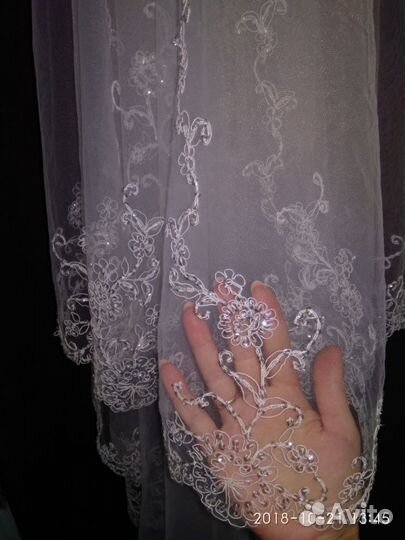 Фата с вышивкой длинная двойная