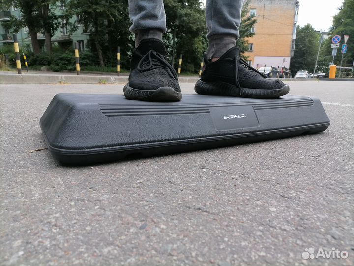 Степ платформа профи черно-голубая