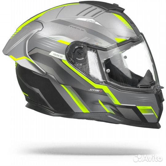 Nexx SX.100R Gridline Grey Neon Matt Full Face Мот