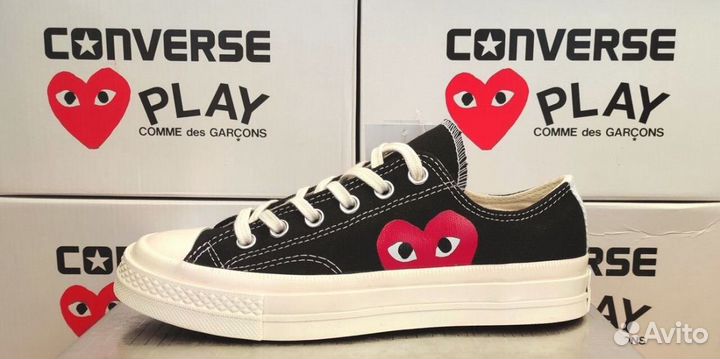 Кеды Concerse Comme Des Garcons Play Black Low