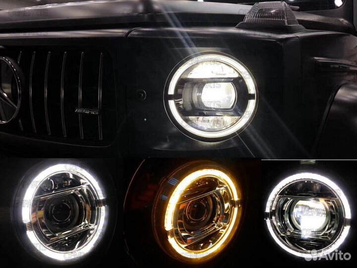 Черные фары гелик не gbt LED с поворотом вид w464