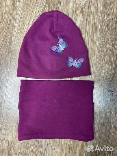 Шапка и снуд для девочки Котофей 48-50