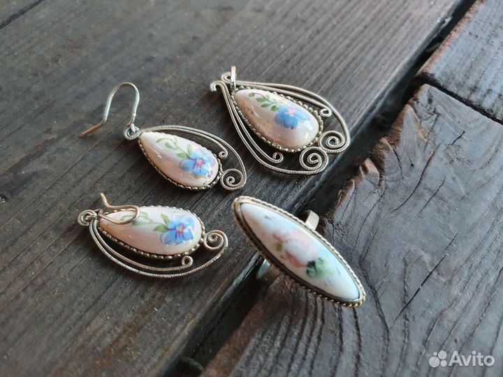 Комплект серьги кулон колечко СССР