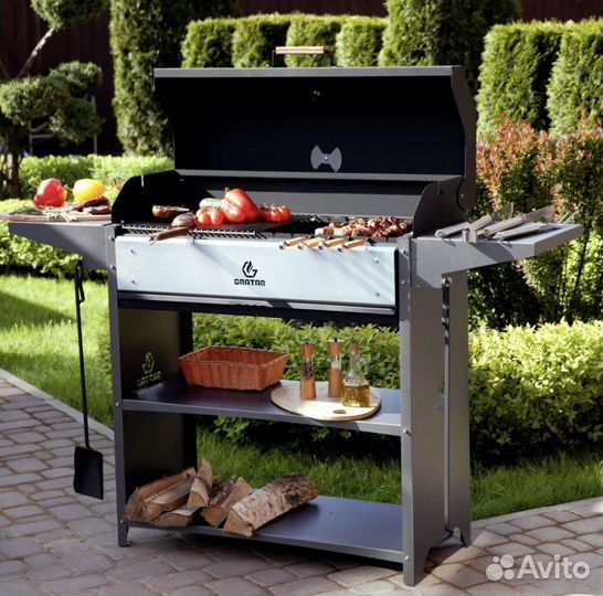 Гриль - мангал с крышкой, с полками BBQ