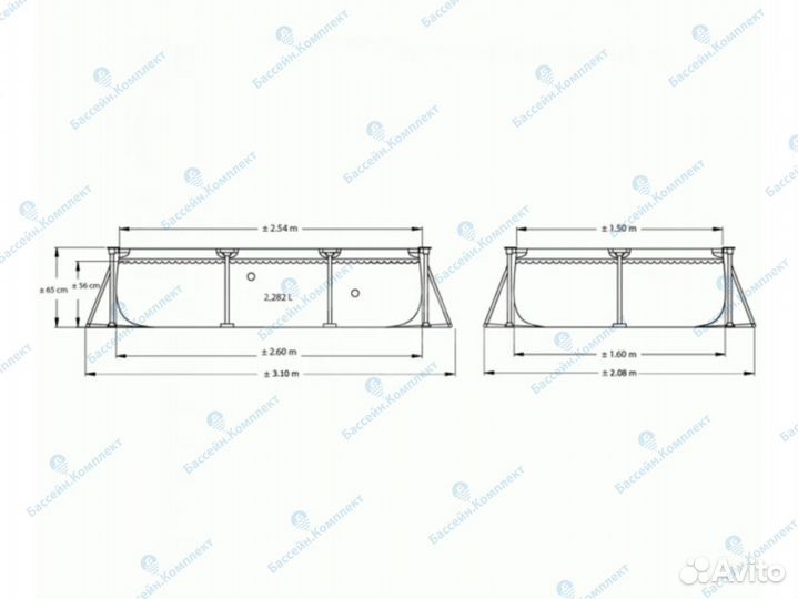 Каркасный бассейн прямоугольный 300 200 75