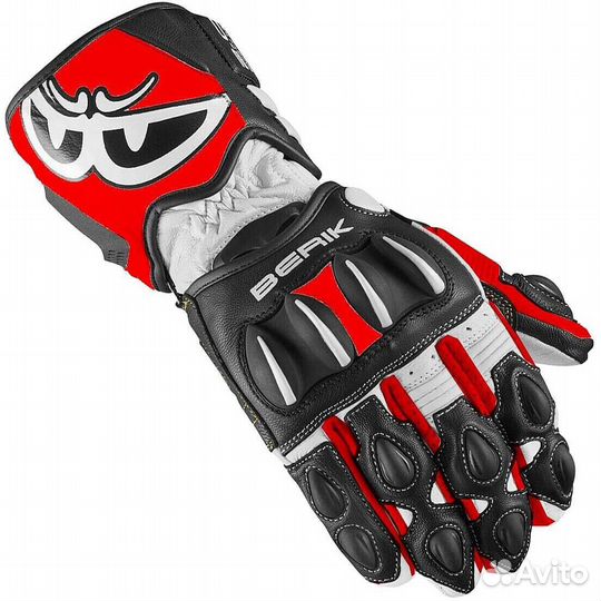 Moto Racing Leather мотоперчатки Berik 2.0 195106 Pista White Black Red Fluo Certified