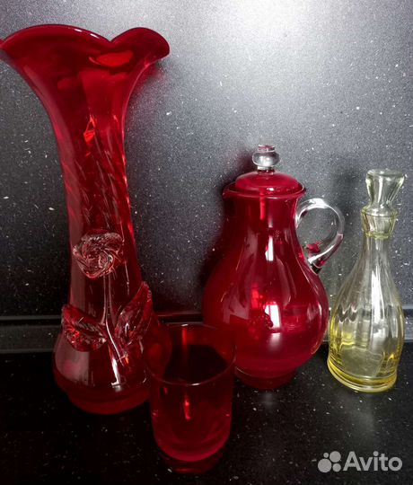 Кувшин СССР с крышкой и стаканом