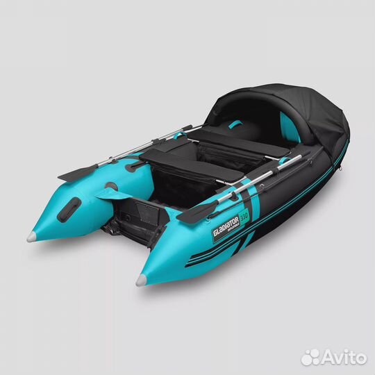Лодка Gladiator E330PRO Черно-бирюзовый