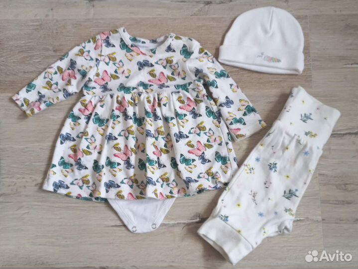 Пакет летних вещей для девочки 1-3 мес. 56-68р