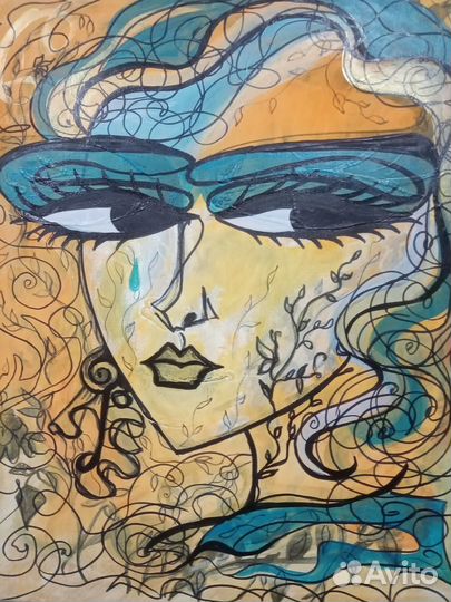 Картина абстракция девушка