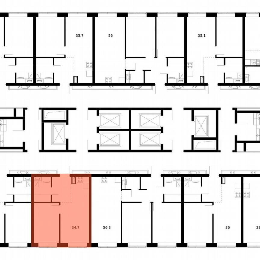 1-к. квартира, 34,7 м², 30/62 эт.