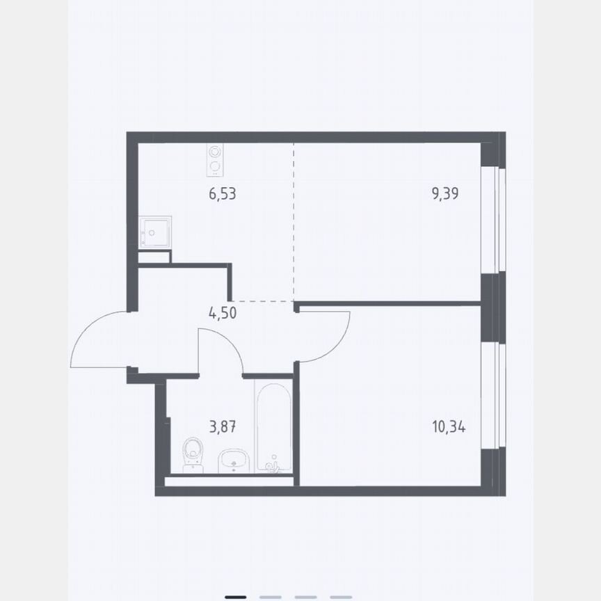 2-к. квартира, 34,6 м², 1/9 эт.