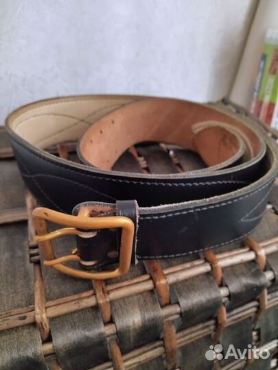 Мужской кожаный ремень коричневый 130х5, 3 см