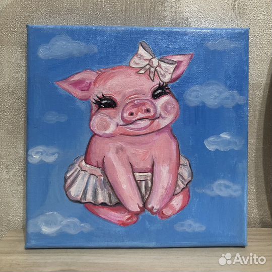 Картина Свинка акрил, холст