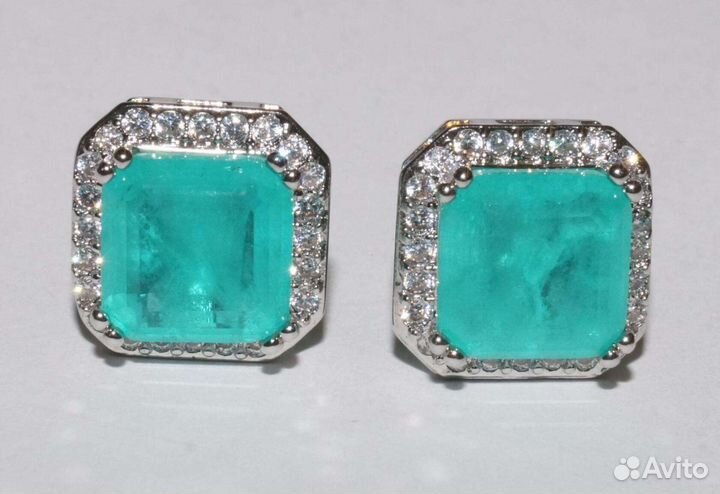 Серьги и кольца с турмалином Параиба (ситалл)