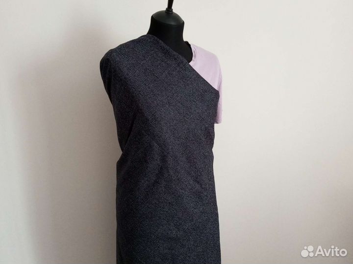 Ткань темно-синяя шерстяная отрез Италия