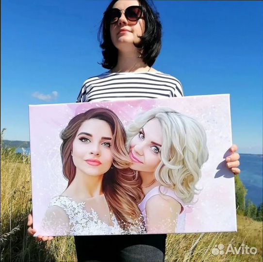 Романтический подарок портрет на холсте