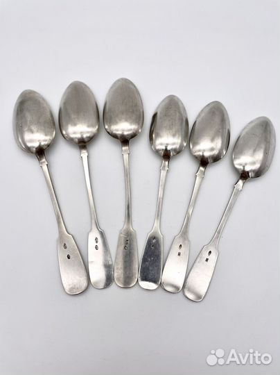 Ложки столовые и десертные 6 шт. серебро 84 проба
