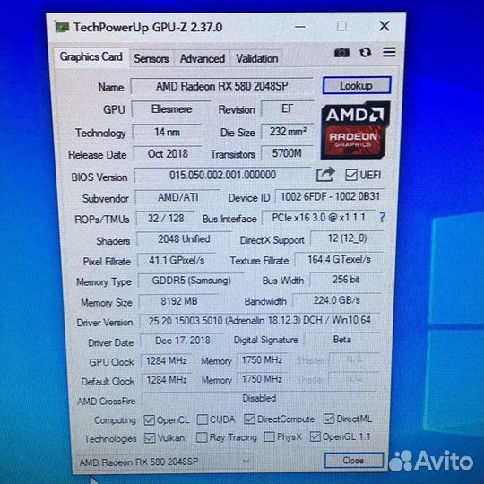 Видеокарта radeon rx580 8gb
